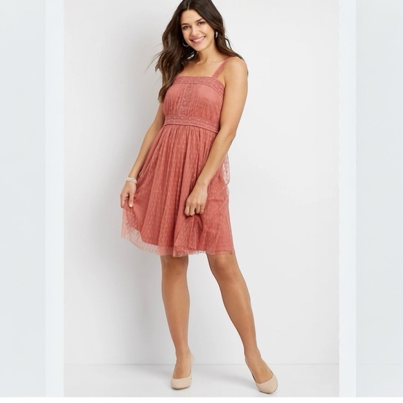 Maurices Mesh Crochet Trim Dress - Size Medium - Picture 1 of 10